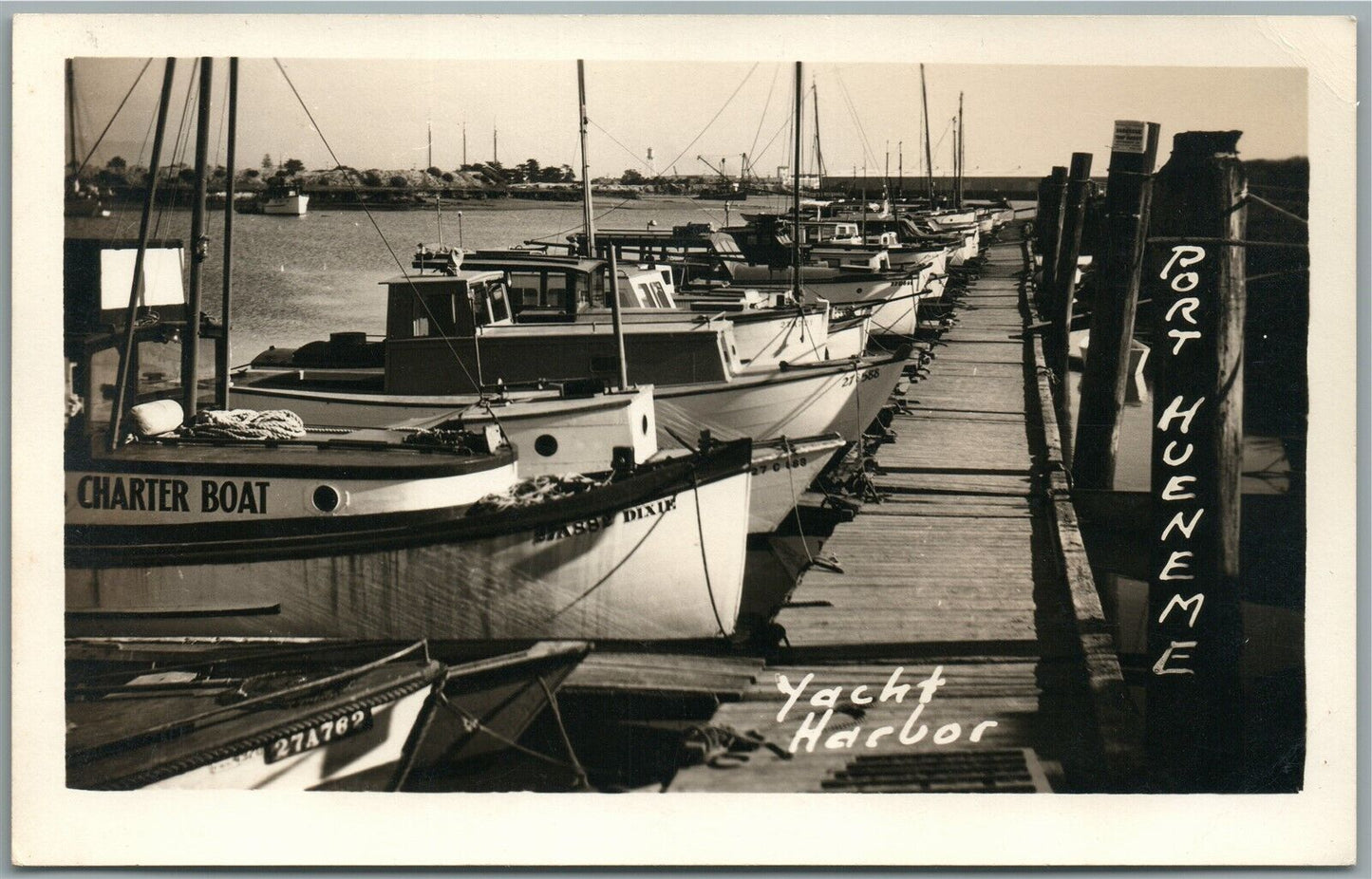 PORT HUENEME CA YACHT HARBOR VINTAGE REAL PHOTO POSTCARD RPPC