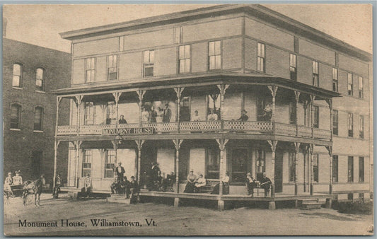 WILLIAMSTOWN VT MONUMENT HOUSE ADVERTISING ANTIQUE POSTCARD