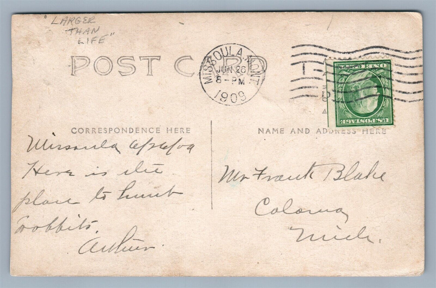 EXAGGERATED RABBIT HUNTING 1909 ANTIQUE REAL PHOTO POSTCARD RPPC collage montage