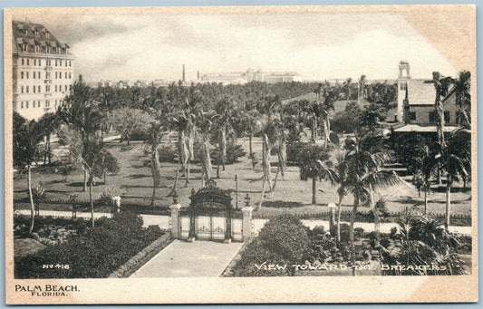 PALM BEACH FL VIEW TOWARD THE BREAKERS ANTIQUE POSTCARD