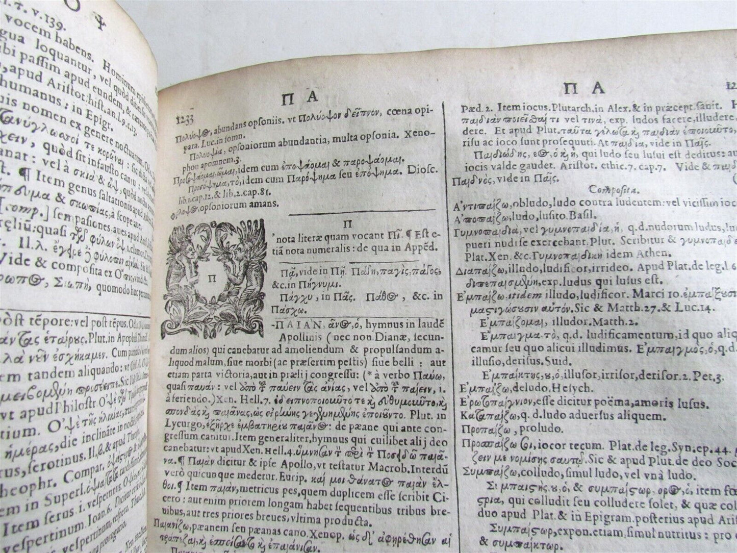 1628 GREEK LATIN DICTIONARY antique FOLIO Lexicon Graecolatinum Novum by Scapula