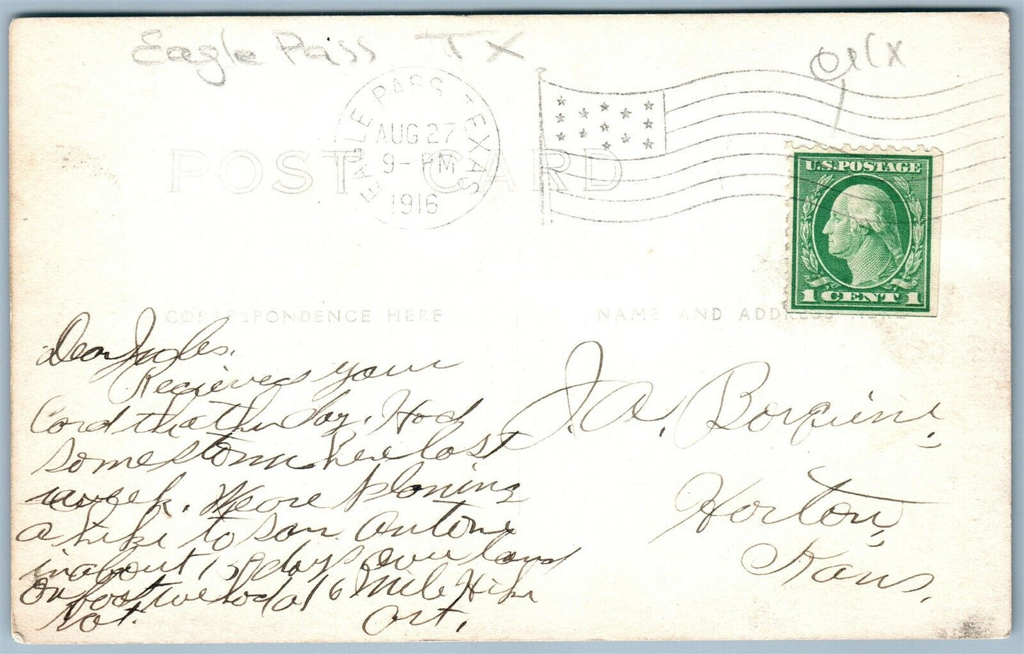 EAGLE PASS TX STREET SCENE ANTIQUE REAL PHOTO POSTCARD RPPC