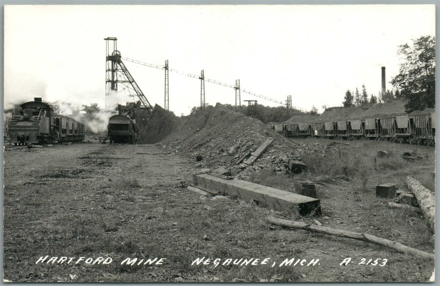 NEGAUNEE MI HARTFORD MINE VINTAGE REAL PHOTO POSTCARD RPPC