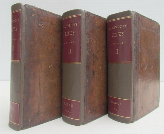 1579 PLUTARCH 3 VOLUMES PLUTARCHI CHAERONENSIS antique