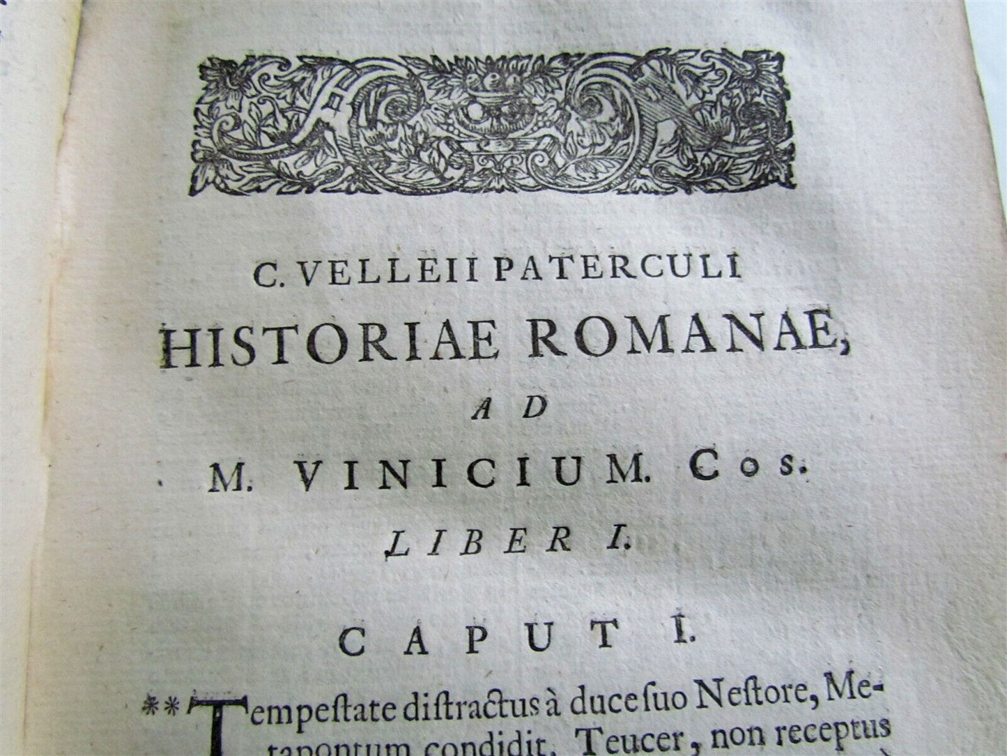 1719 PRIZED VELLUM BINDING ROMAN HISTORY by VELLEIUS PATERCULUS antique