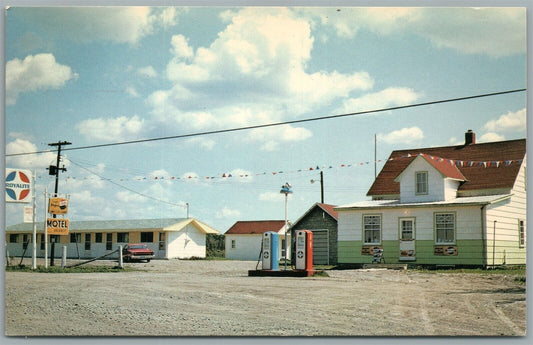 DYMENT ONT CANADA GAS STATION VAN PATTER'S MOTEL VINTAGE POSTCARD