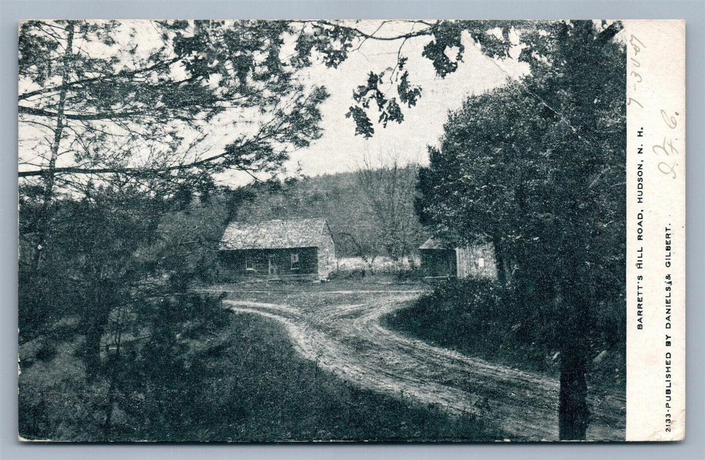 HUDSON NH BARRET'S HILL ROAD ANTIQUE POSTCARD