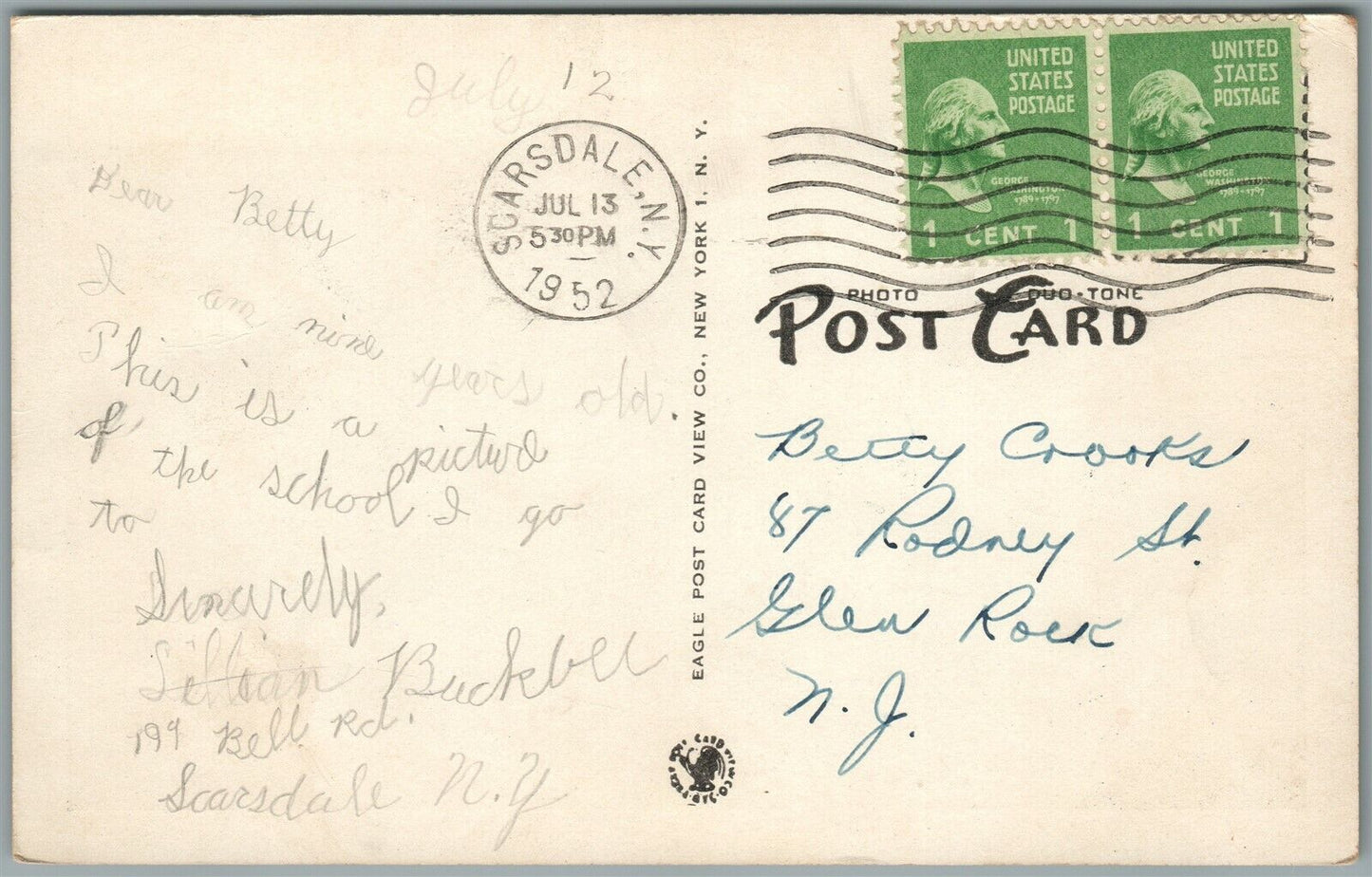 SCARSDALE NY EDGEWOOD SCHOOL ANTIQUE POSTCARD