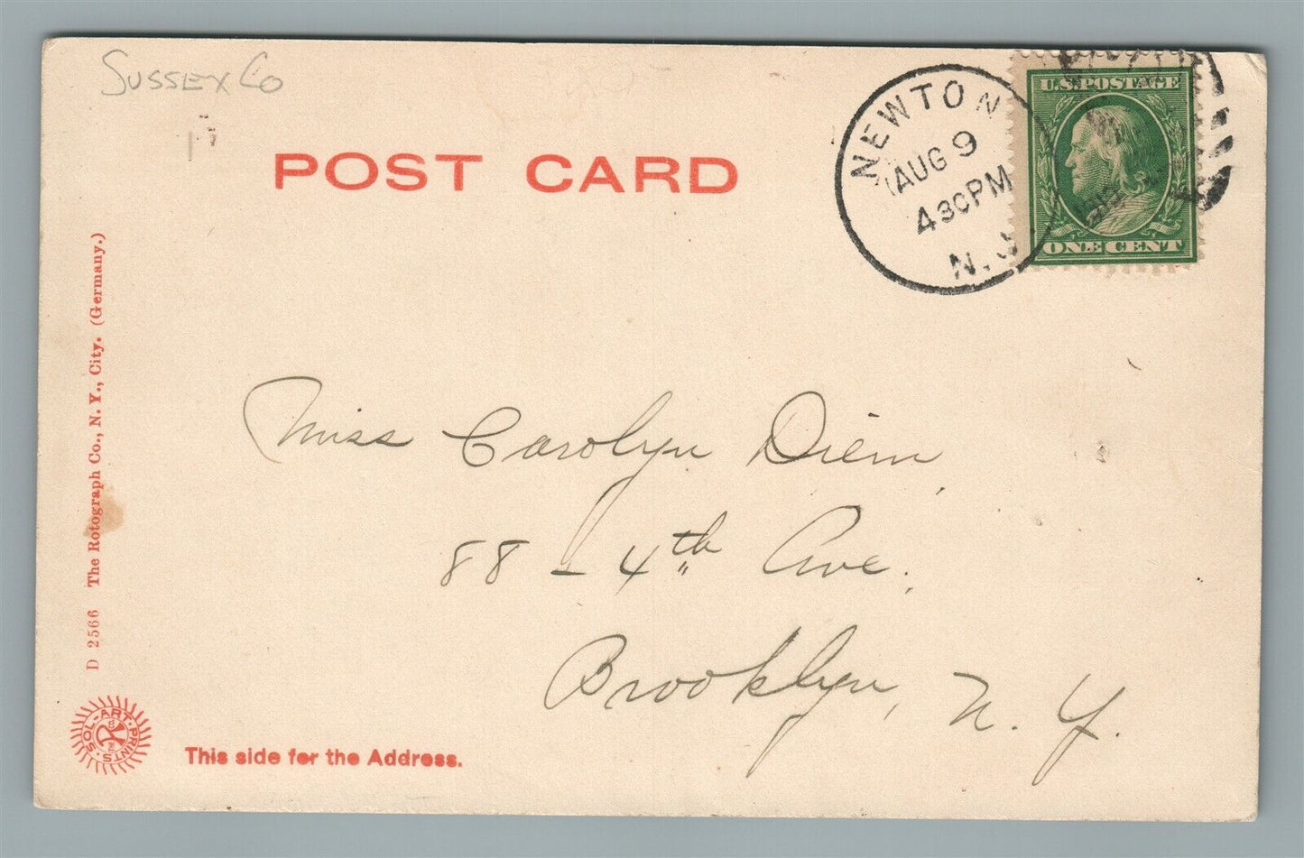 NEWTON NJ PARK BLOCK ANTIQUE POSTCARD