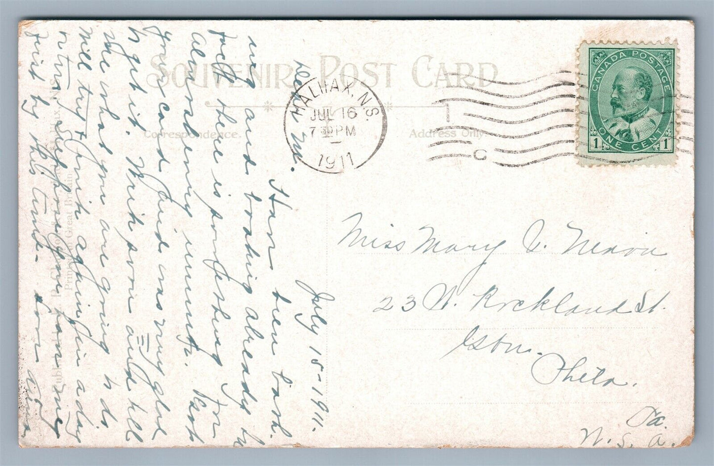 HALIFAX NS CANADA YOUNG AVENUE ANTIQUE POSTCARD