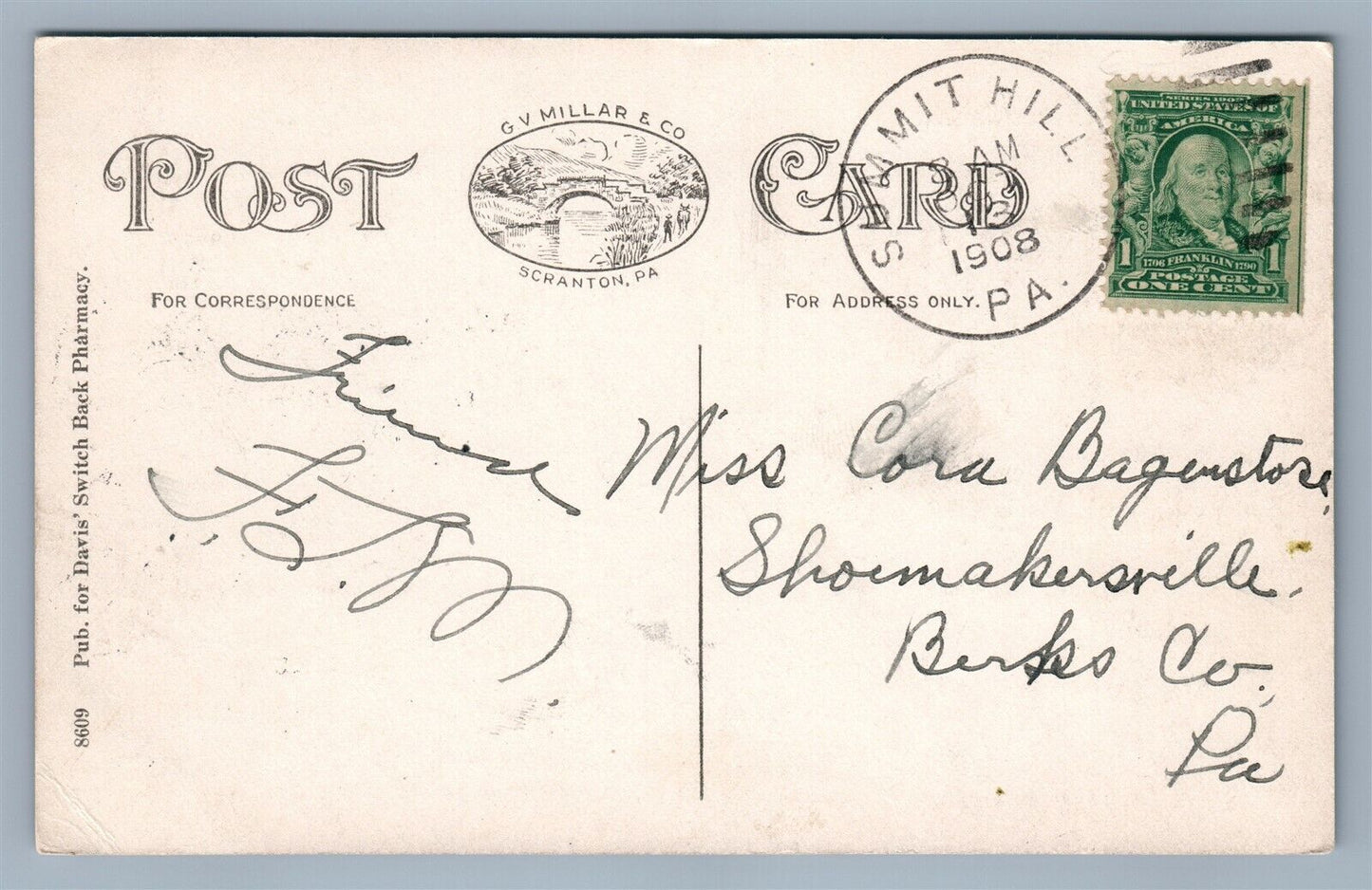 SUMMIT HILL PA THE CAVES ANTIQUE POSTCARD