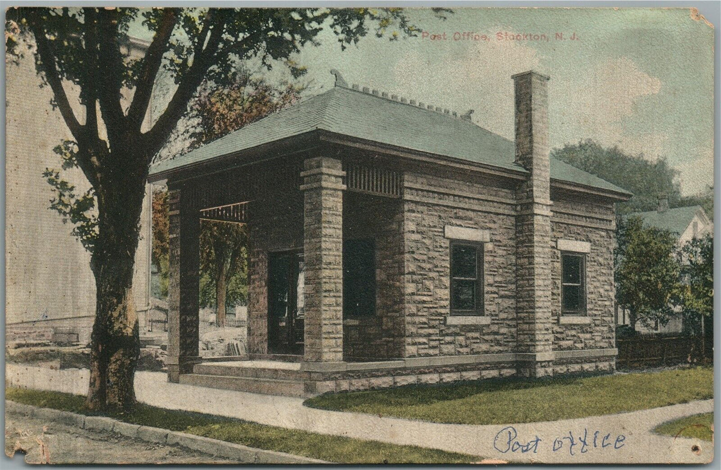 STOCKTON NJ POST OFFICE ANTIQUE POSTCARD