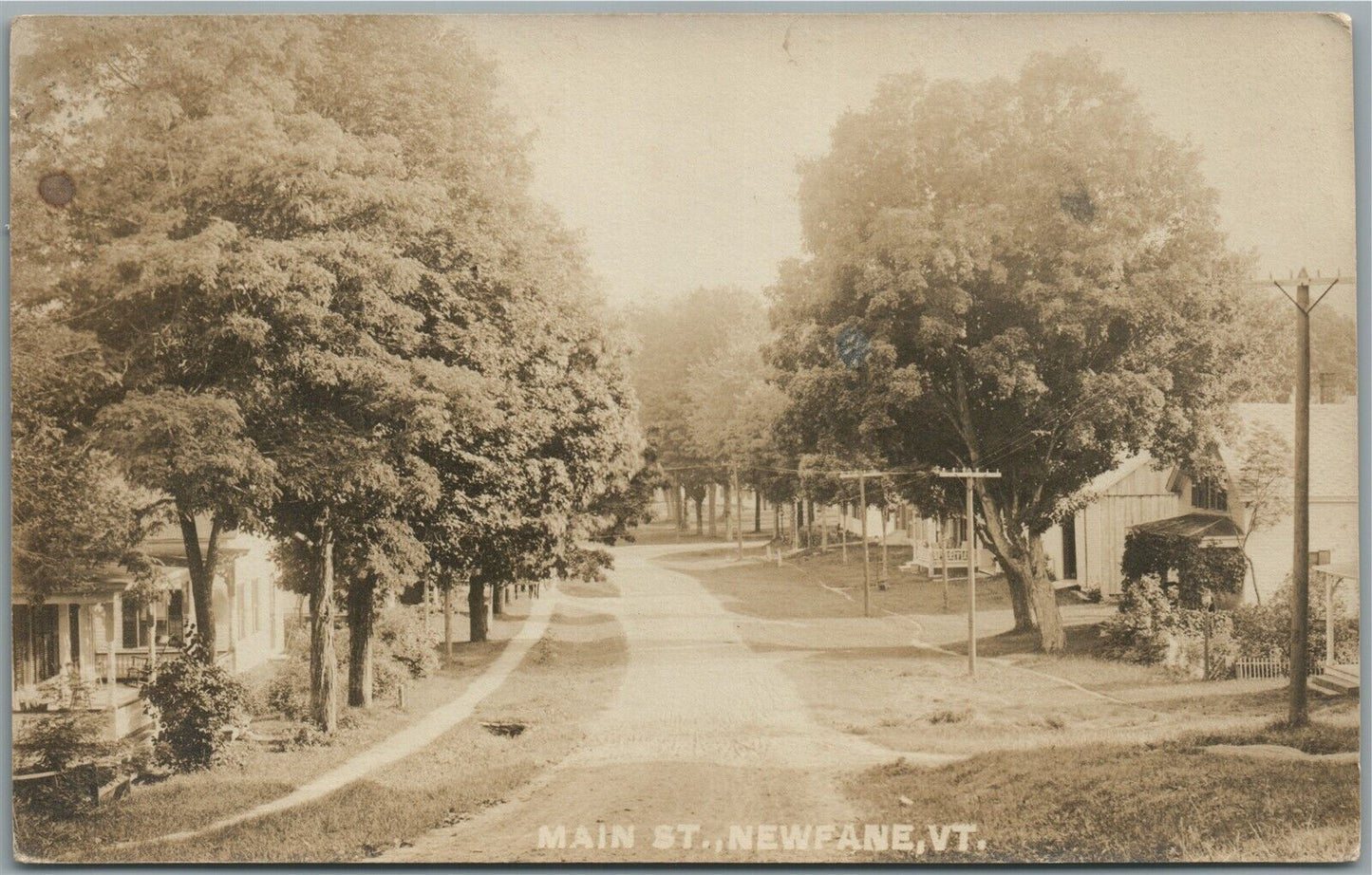 NEWFANE VT MAIN STREET ANTIQUE REAL PHOTO POSTCARD RPPC