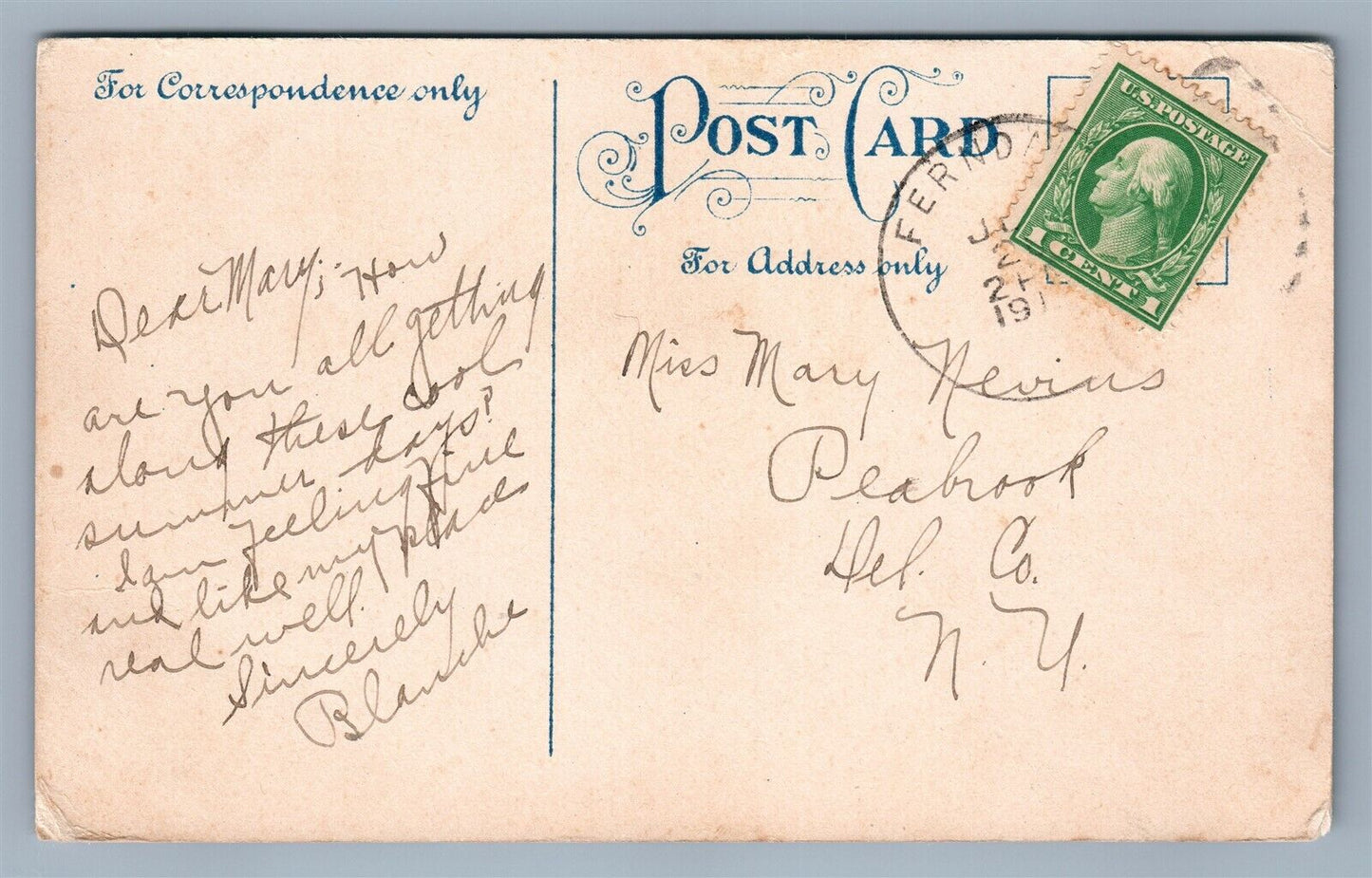 FERNDALE NJ DUCKS FARM GREETINGS ANTIQUE POSTCARD