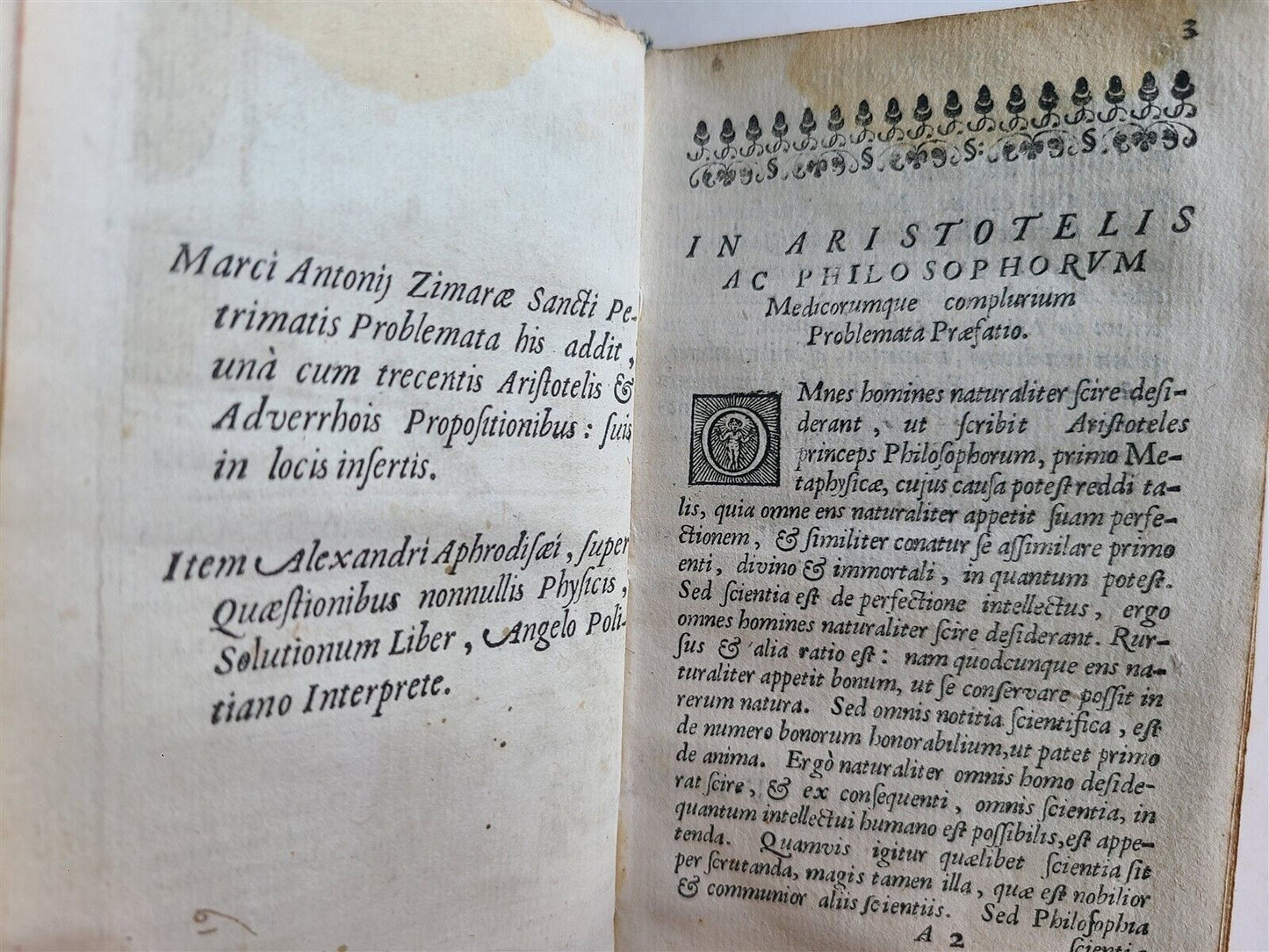 1643 ARISTOTLE Aliorumque problemata ANTIQUE vellum binding