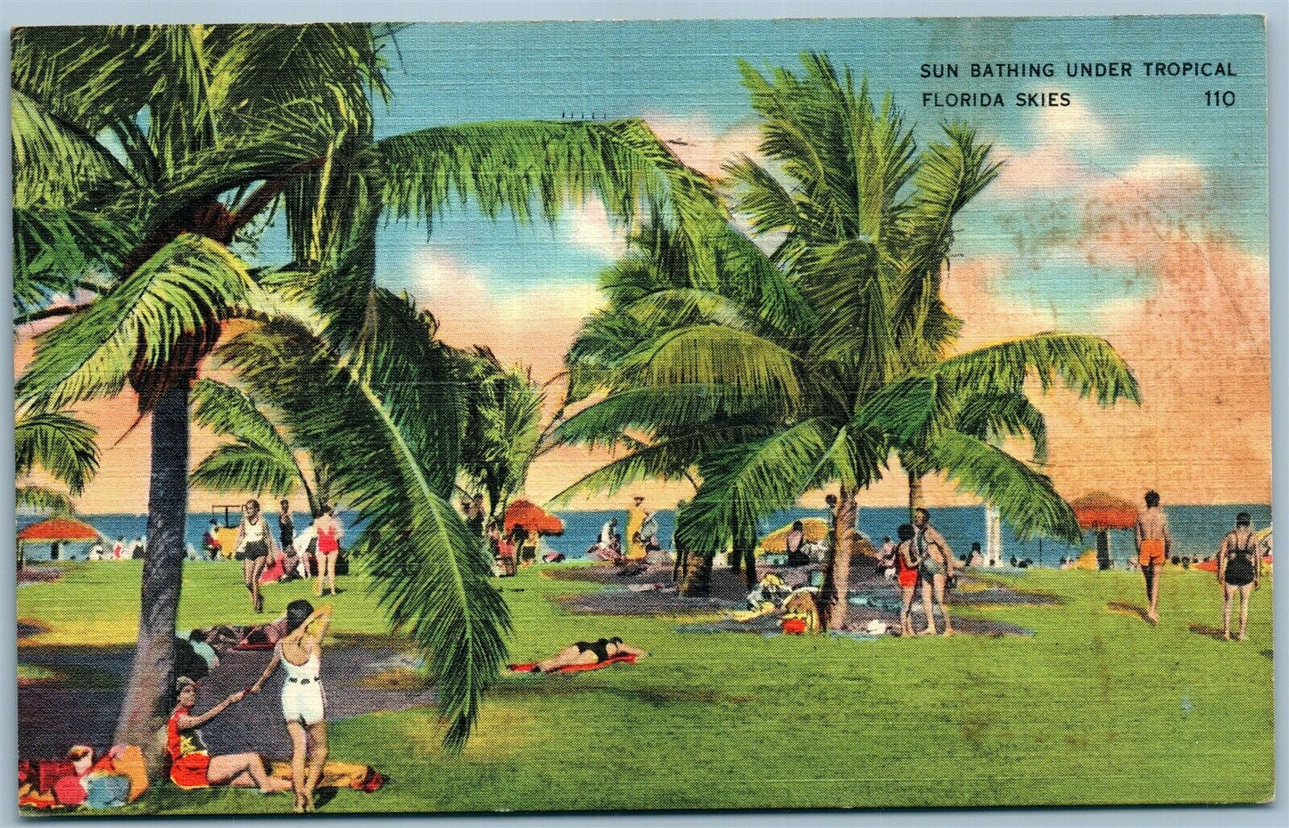 FLORIDA SUN BATHING VINTAGE POSTCARD
