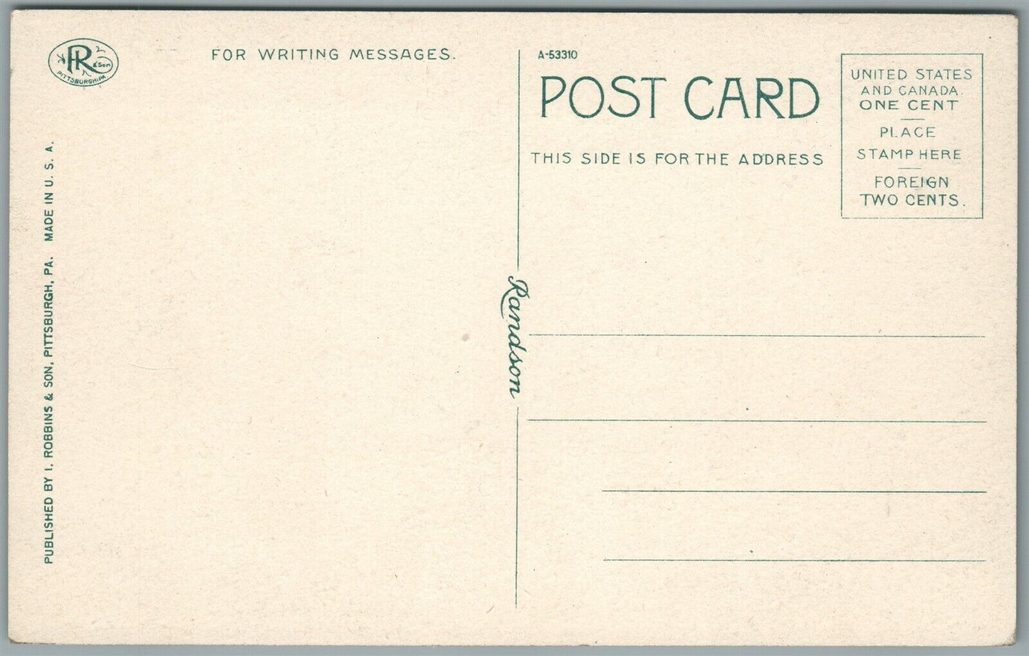 HOLLIDAYSBURG PA HIGHLAND HALL ANTIQUE POSTCARD