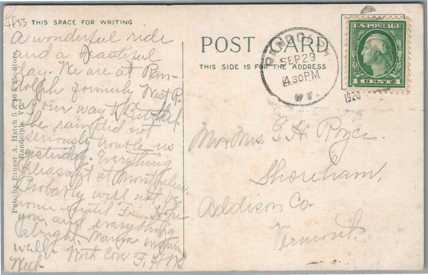 RANDOLPH VT BIRDSEYE VIEW ANTIQUE POSTCARD