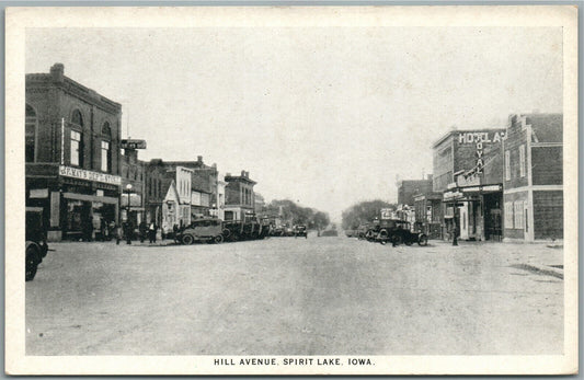 SPIRIT LAKE IA HILL AVENUE ANTIQUE POSTCARD