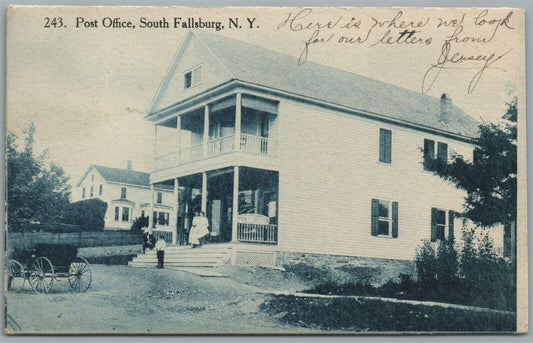SOUTH FALLSBURG NY POST OFFICE ANTIQUE POSTCARD