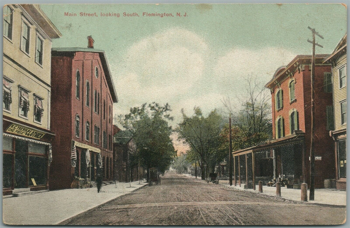 FLEMINGTON NJ MAIN STREET 1911 ANTIQUE POSTCARD