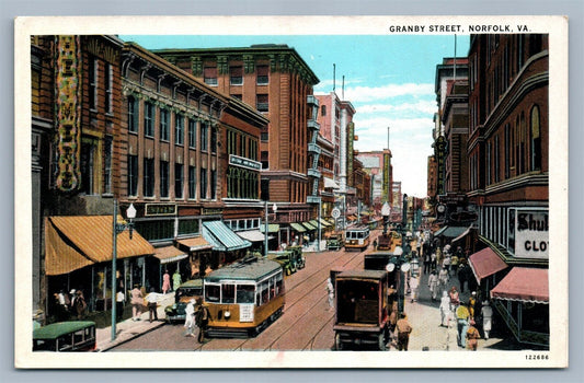 NORFOLK VA GRANBY STREET ANTIQUE POSTCARD
