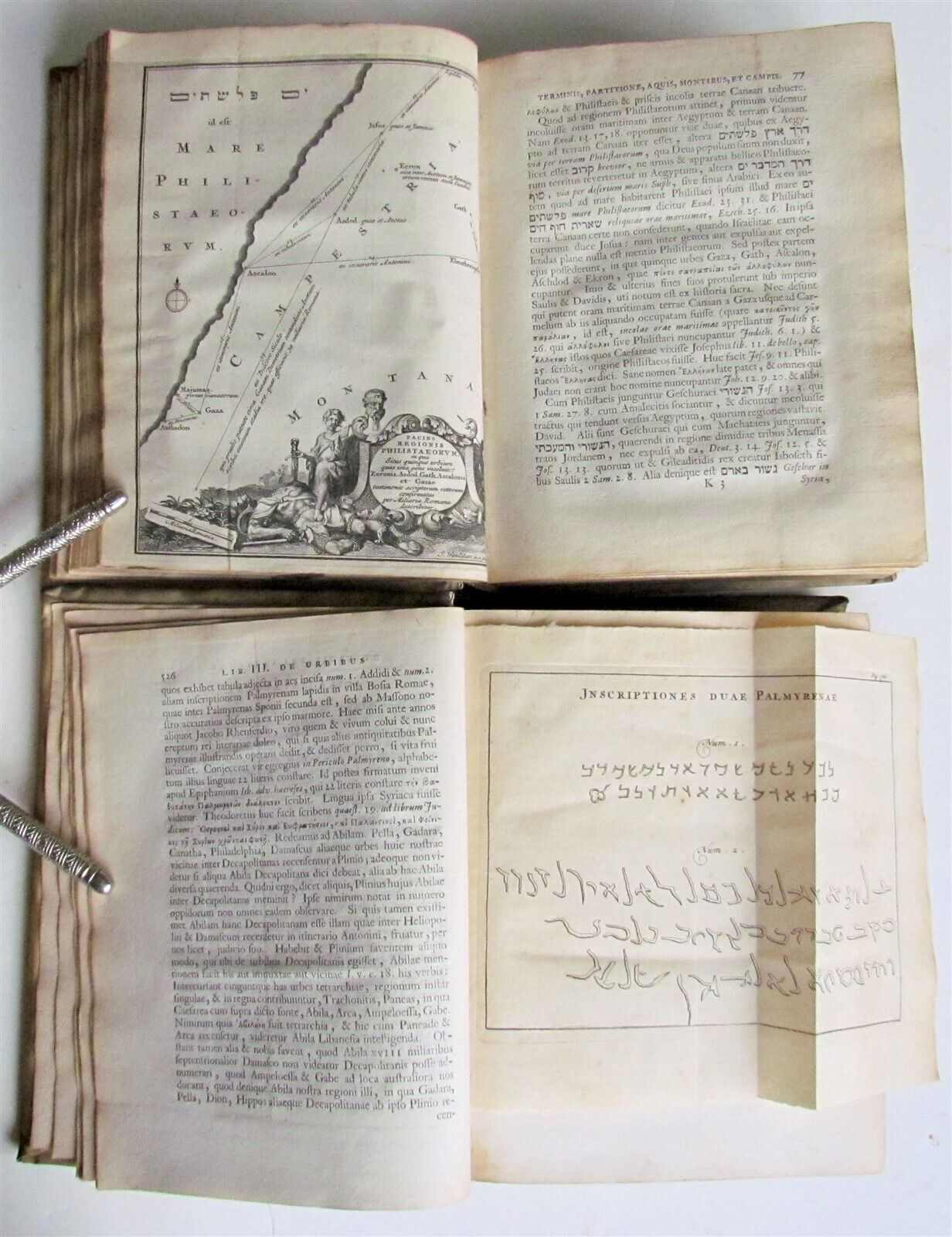 1714 Palaestina ex Monumentis Verteribus 2 volumes antique VELLUM PALESTINE ILL
