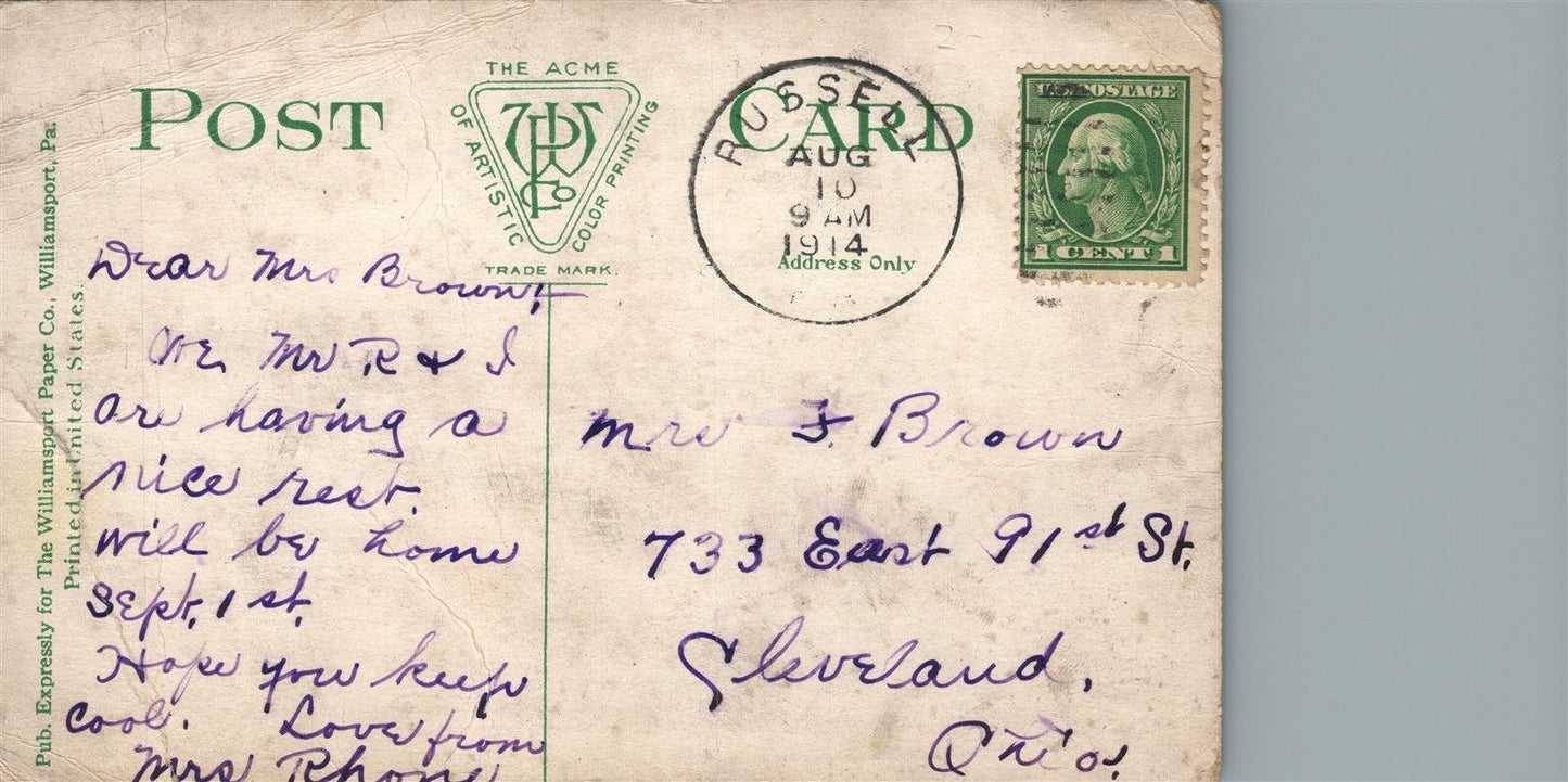 WARREN PA ALLEGHENY RIVER SHOWING SOUTH WARREN 1914 ANTIQUE POSTCARD