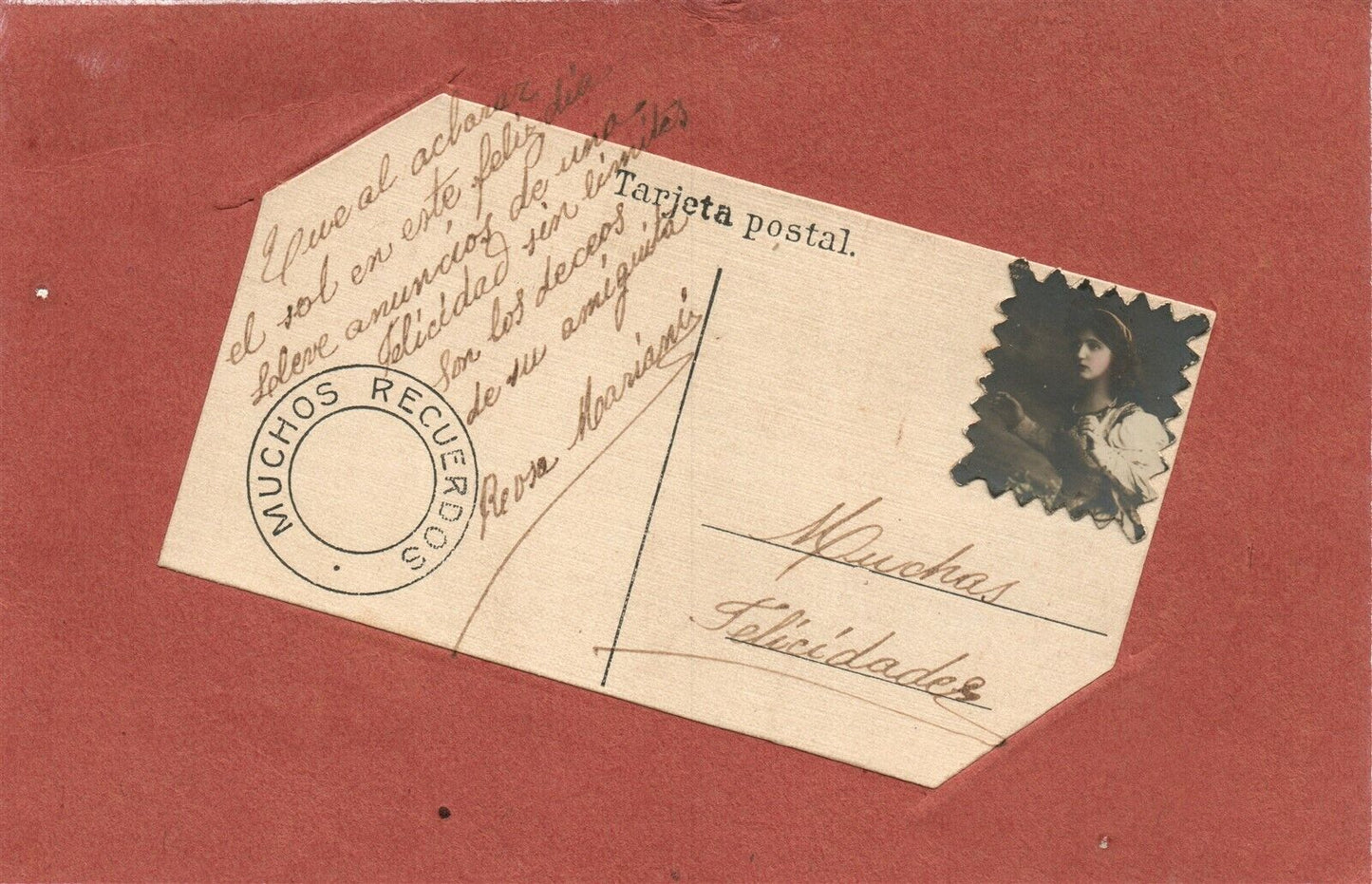 URUGUAY MAILING ANTIQUE POSTCARD w/ STAMP
