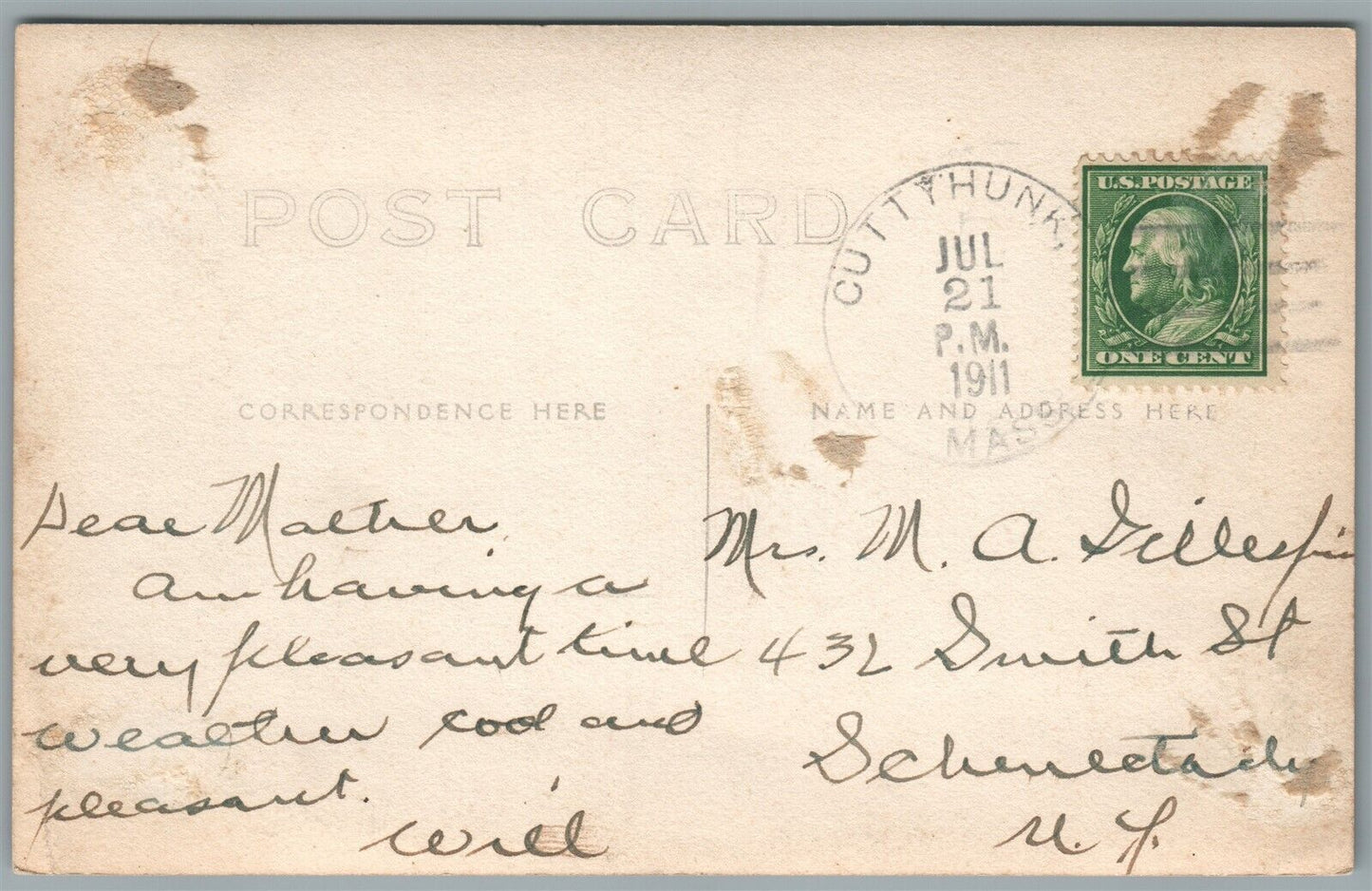 CUTTYHUNK MA VIEW OF POND ANTIQUE REAL PHOTO POSTCARD RPPC