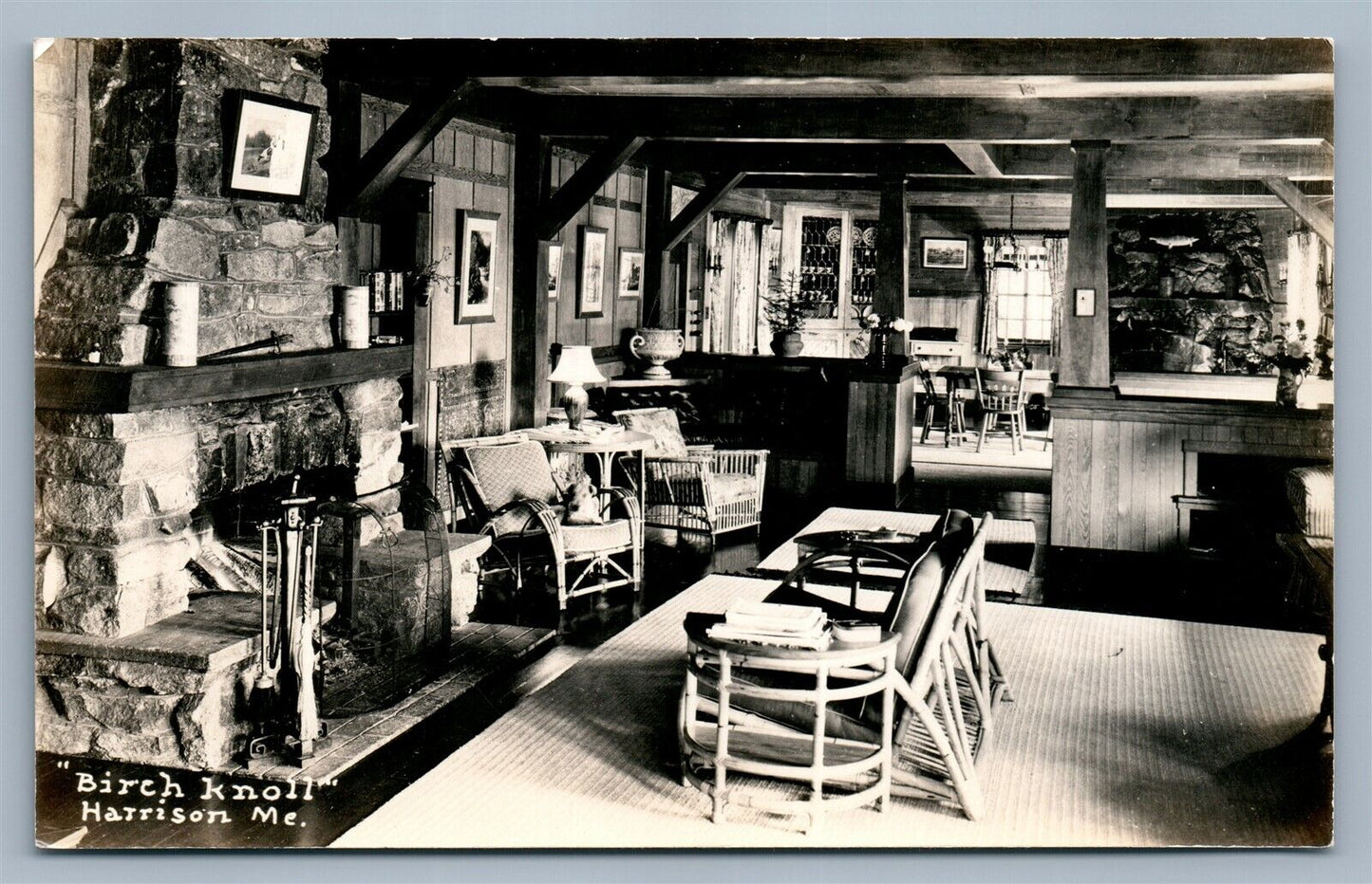 HARRISON ME BIRCH KNOLL INTERIOR VINTAGE REAL PHOTO POSTCARD RPPC