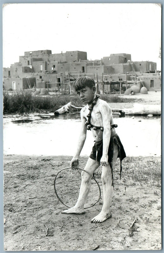 PUEBLO INDIAN YOUNG DANCER VINTAGE REAL PHOTO POSTCARD RPPC