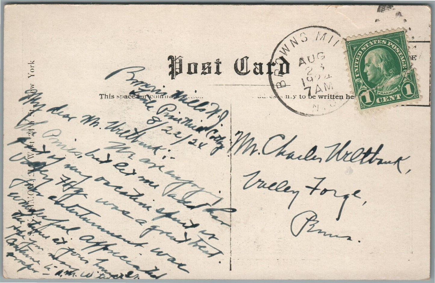 BROWN'S MILLS NJ MILL STREAM ANTIQUE POSTCARD