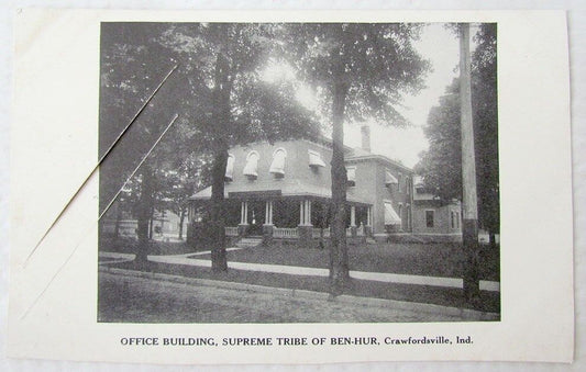 OFFICE BUILDING SUPREME TRIBE OF BEN-HUR CRAWFORDSVILLE INDIANA ANTIQUE POSTCARD
