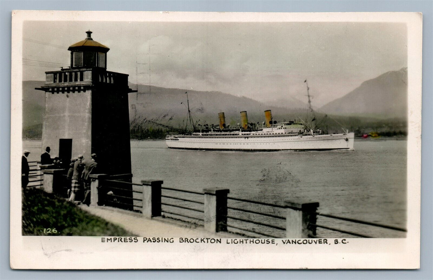 VANCOUVER CANADA BROCKTON LIGHTHOUSE ANTIQUE REAL PHOTO POSTCARD RPPC EMPRESS