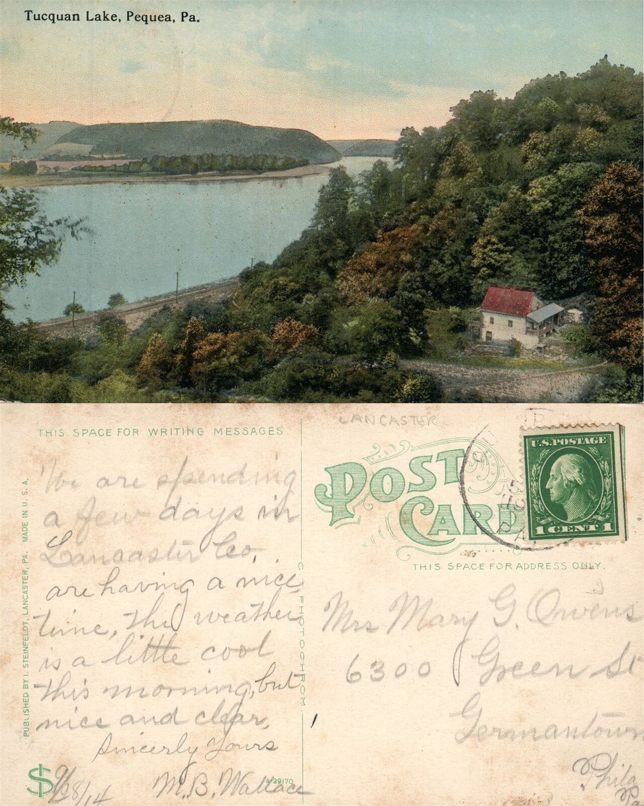 PEQUEA PA TUCQUAN LAKE ANTIQUE POSTCARD