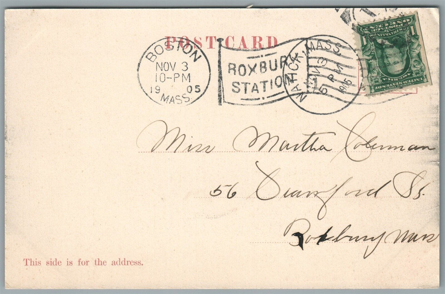 NATICK MA THE COMMON ANTIQUE POSTCARD