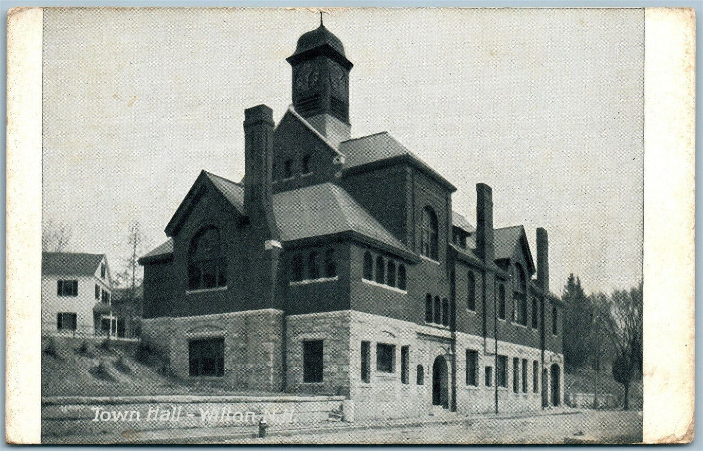 WILTON NH TOWN HALL ANTIQUE POSTCARD