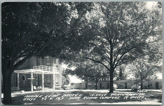 WINTERSET IA MAPLE LEAF MOTEL VINTAGE REAL PHOTO POSTCARD RPPC