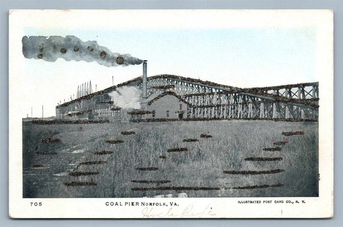 NORFOLK VA COAL PIER UNDIVIDED ANTIQUE POSTCARD