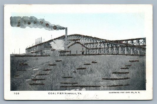 NORFOLK VA COAL PIER UNDIVIDED ANTIQUE POSTCARD