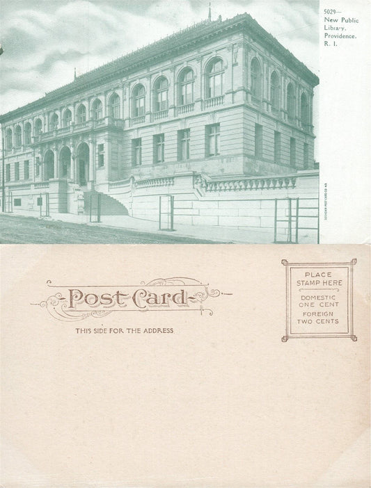 PROVIDENCE R.I. NEW PUBLIC LIBRARY UNDIVIDED ANTIQUE POSTCARD