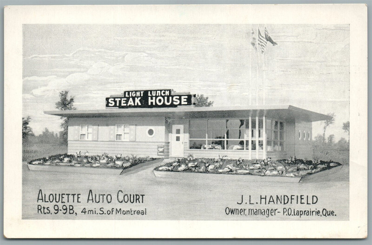 CANADA MONTREAL ALOUETTE AUTO COURT STEAK HOUSE VINTAGE REAL PHOTO POSTCARD RPPC