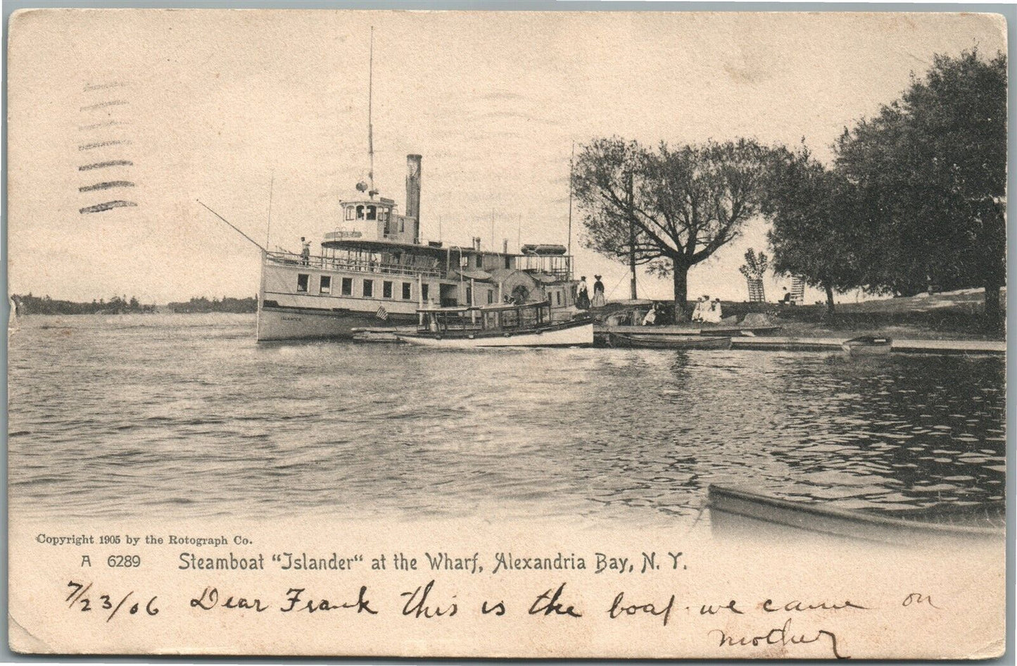ALEXANDRIA BAY NY STEAMBOAT ISLANDER ANTIQUE POSTCARD