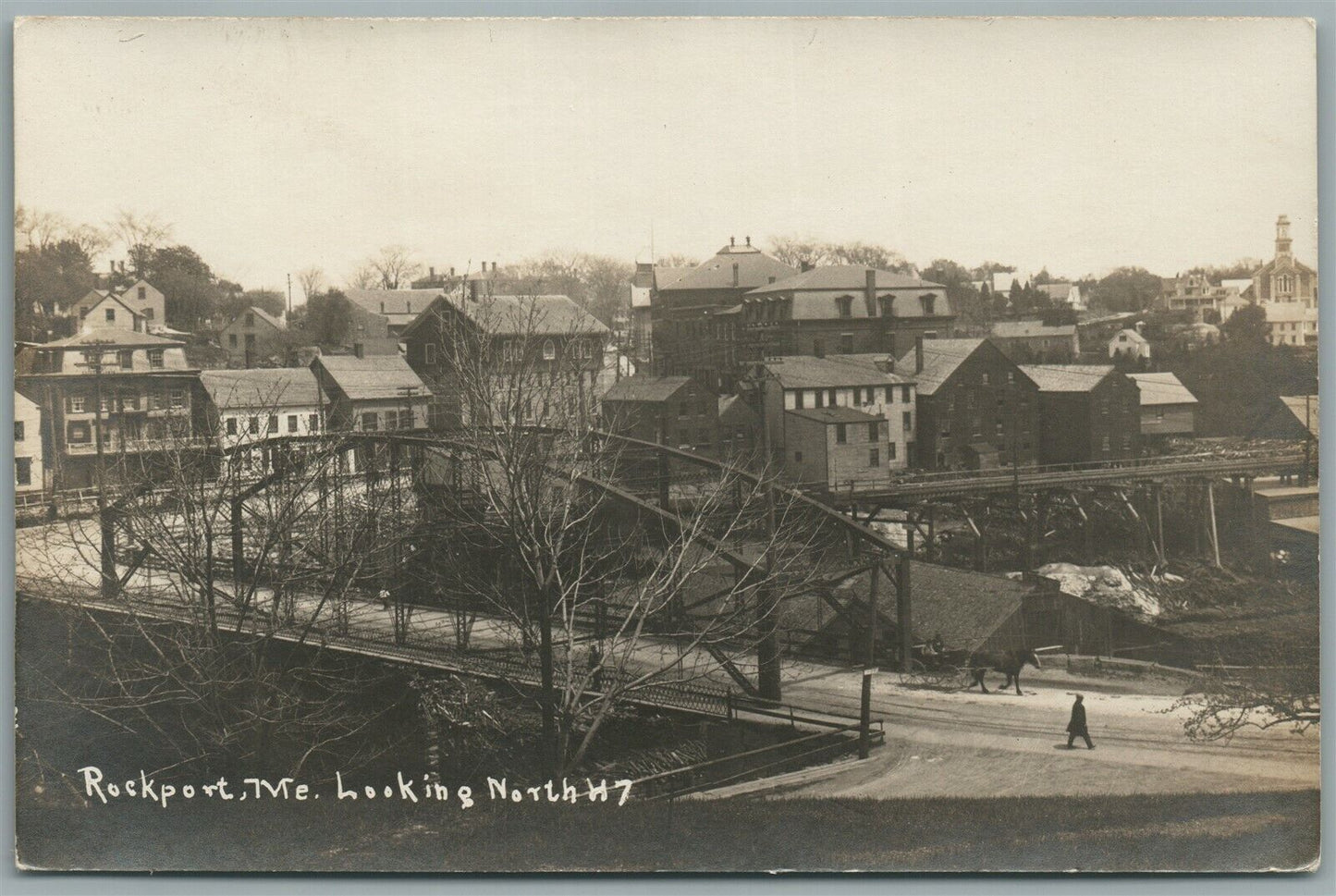 ROCKPORT ME LOOKING NORTH ANTIQUE REAL PHOTO POSTCARD RPPC