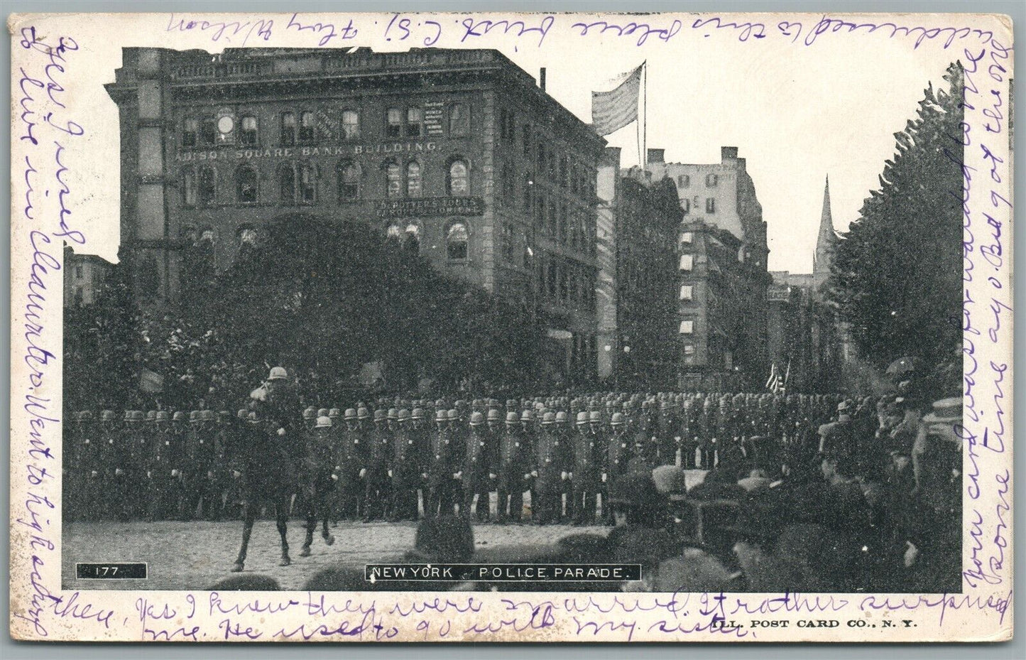 NEW YORK NY POLICE PARADE ANTIQUE POSTCARD