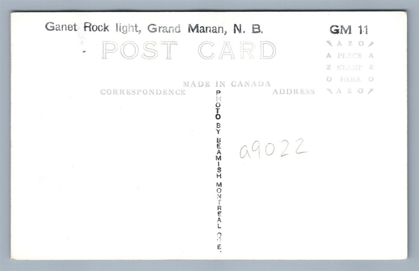 GRAND MANAN CANADA GANET ROCK LIGHTHOUSE VINTAGE REAL PHOTO POSTCARD RPPC