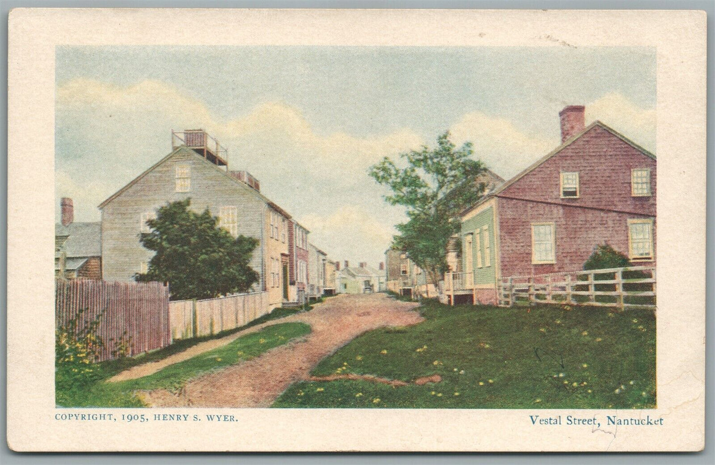 NANTUCKET MA VESTAL STREET ANTIQUE POSTCARD