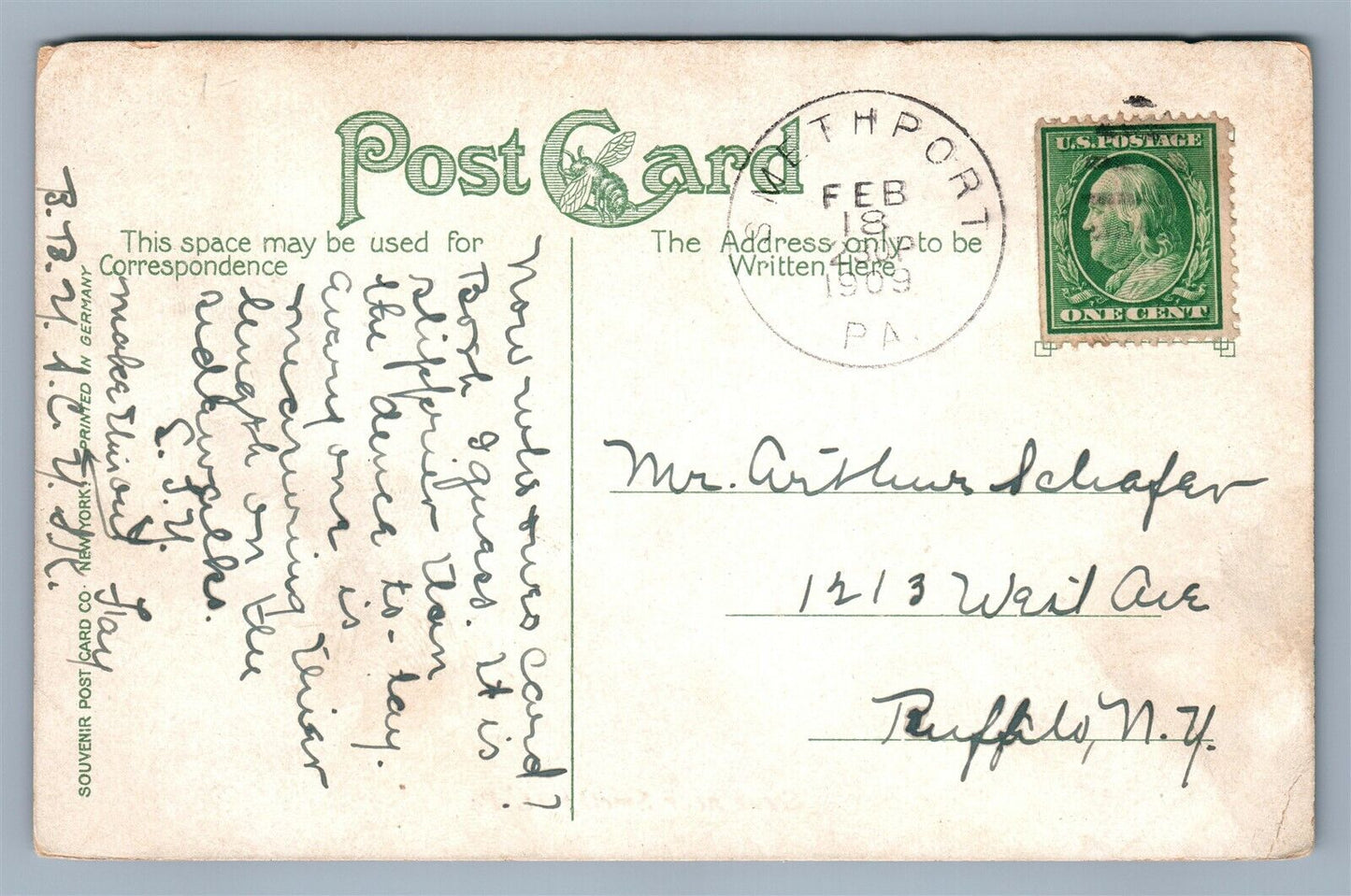 SMETHPORT PA SCENE 1909 ANTIQUE POSTCARD