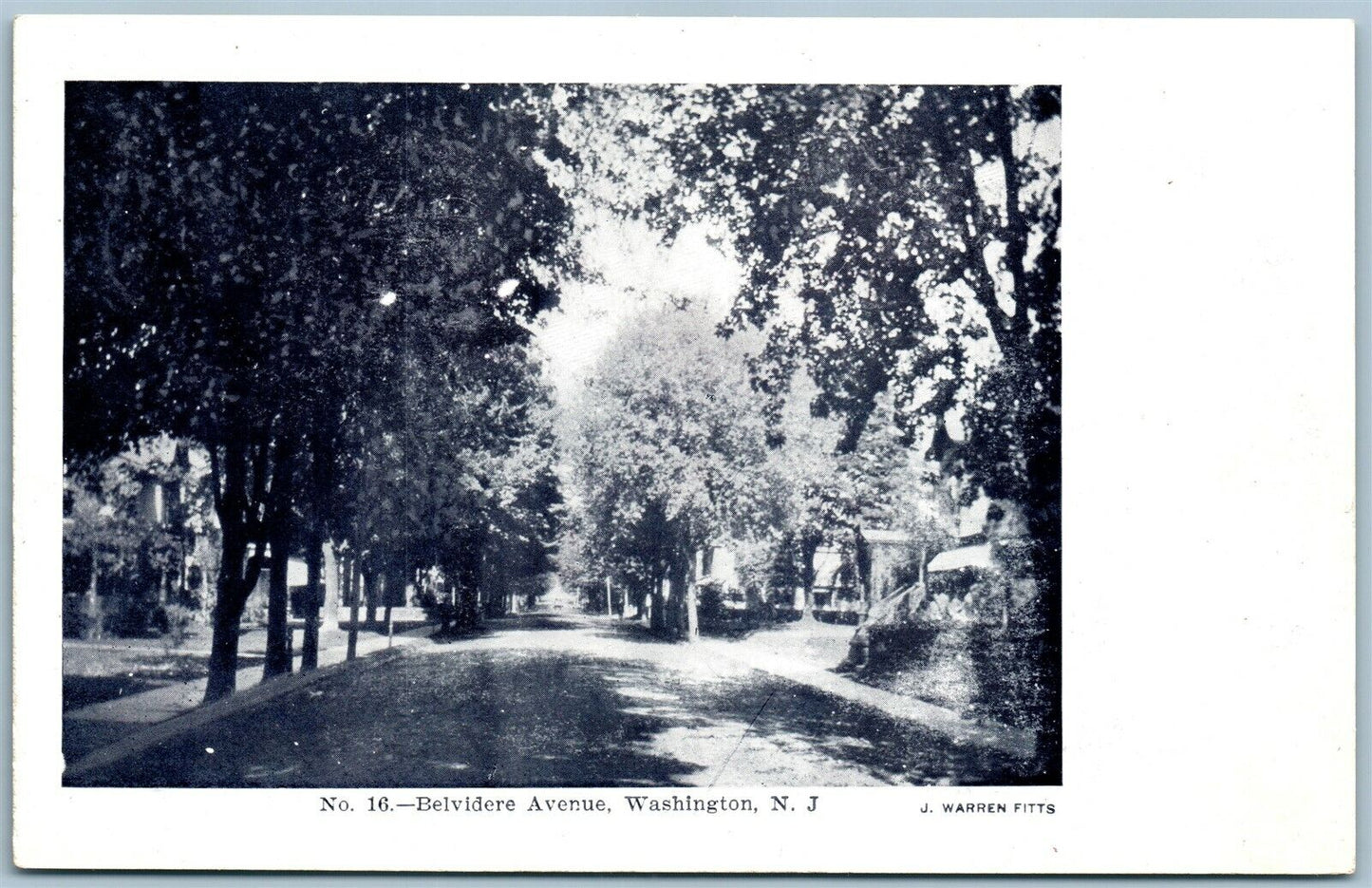 WASHINGTON NJ BELVIDERE AVE. ANTIQUE POSTCARD